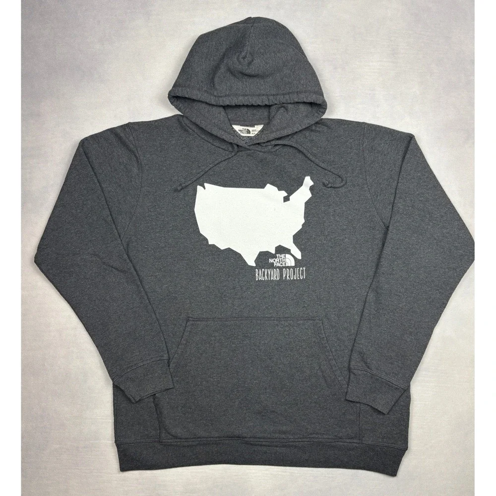 The North Face Backyard Project Hoodie Mens XLG Grey‎ USA Made Sweatshirt CME3